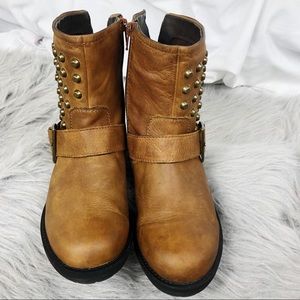 Aldo Gold Studded Brown Ankle Booties